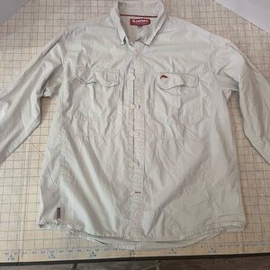 SIMMS -BEIGE COTTON LONG SLEEVE VENTED FISHING SHIRT WITH LOGO-SIZE XL
